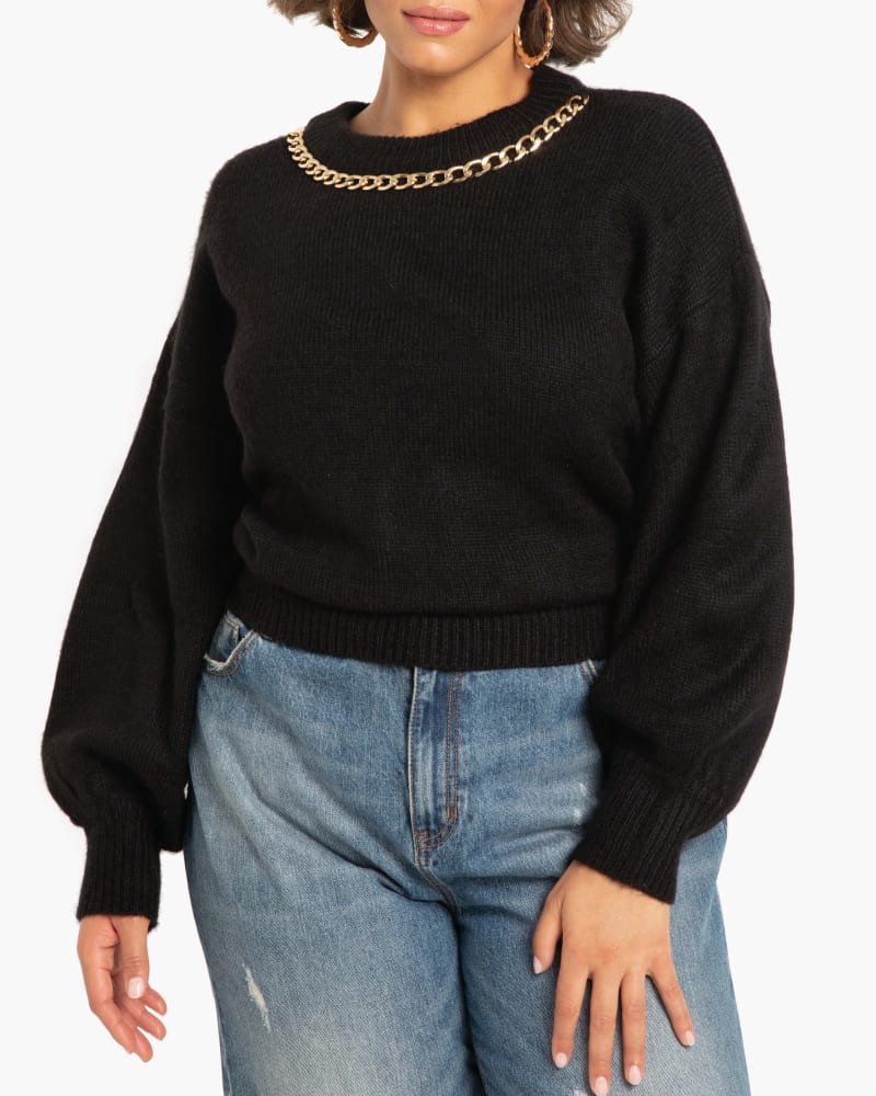 Front of plus size Sharon Chain Link Sweater by Eloquii | Dia&Co | dia_product_style_image_id:174870